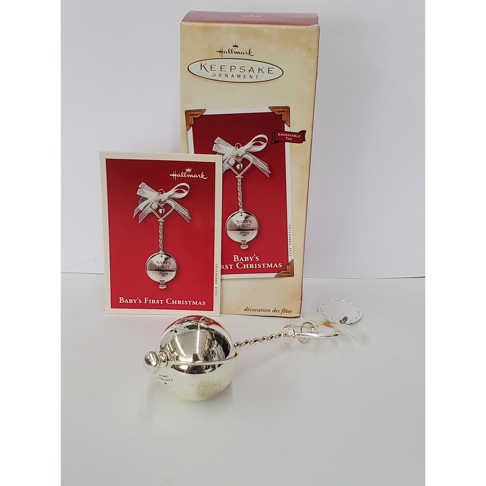 Hallmark Keepsake 2002 Babys First Christmas Silver Plated Ornament QX8616